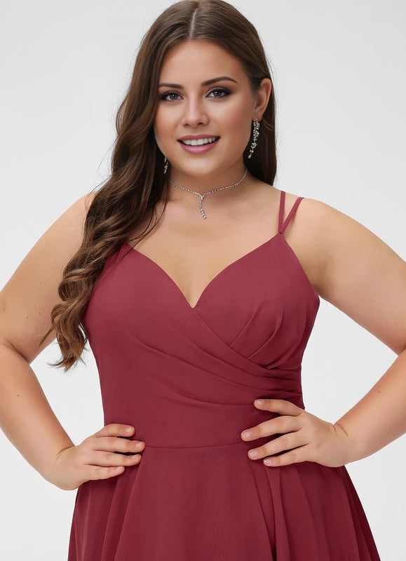 Simple Plus Size A-Line V Neck Sleeveless Back Zip Short/Mini Homecoming Dress