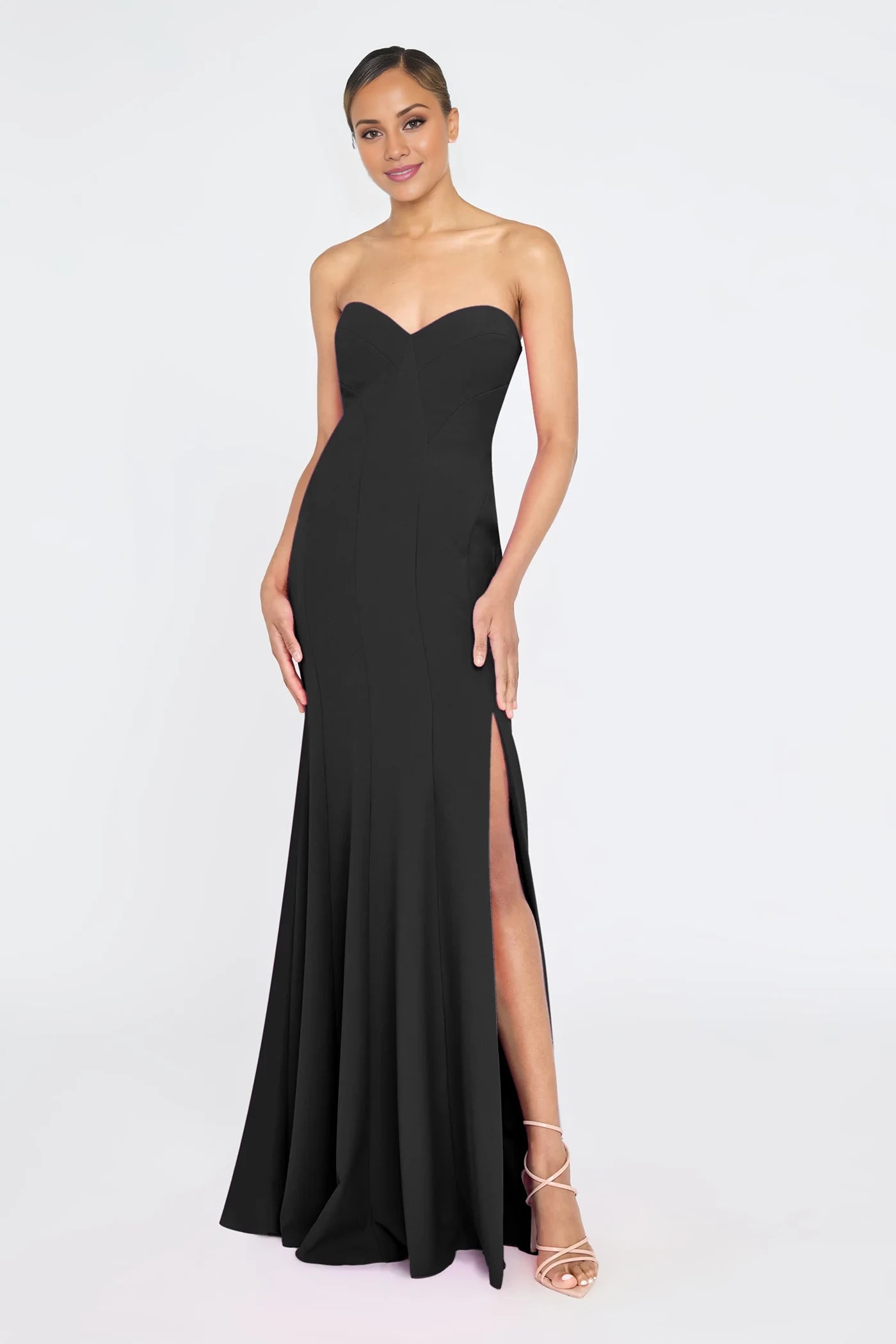 Simple Strapless Sweetheart Neck Sleeveless Slit Mermaid Floor-Length Evening Dress