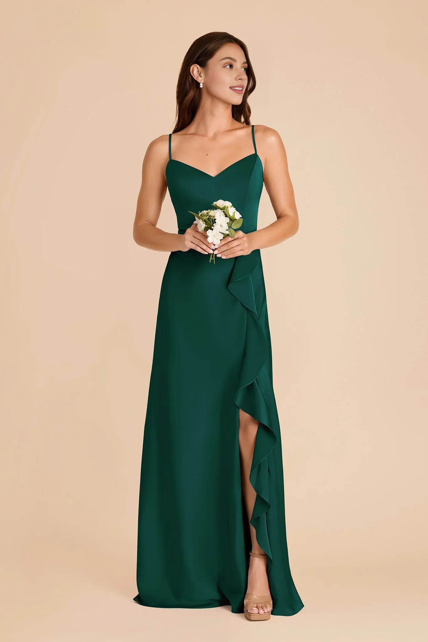 bridesmaid dresses forest green Satin A-Line Floor-Length Dress - Sweetheart Neckline & High Slit model-dekota Color:Mauve Rose Beach Weddings Crafted from Women's Casual Designer Dresses