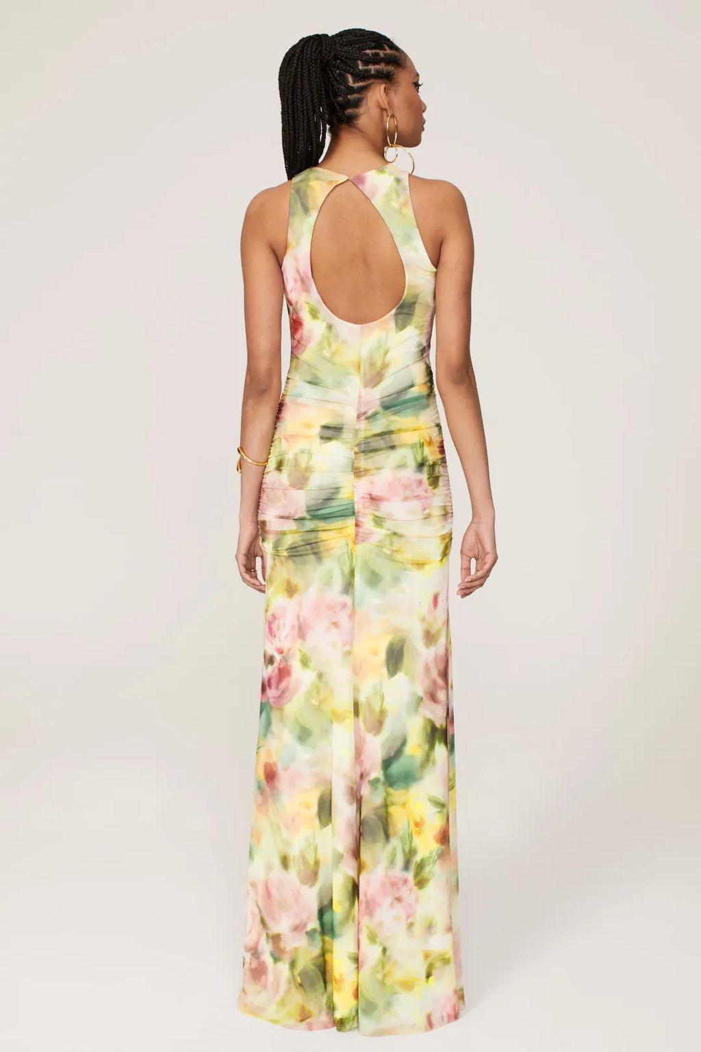 Blushing Pink Chiffon Halter Sheath Floor-Length Gown