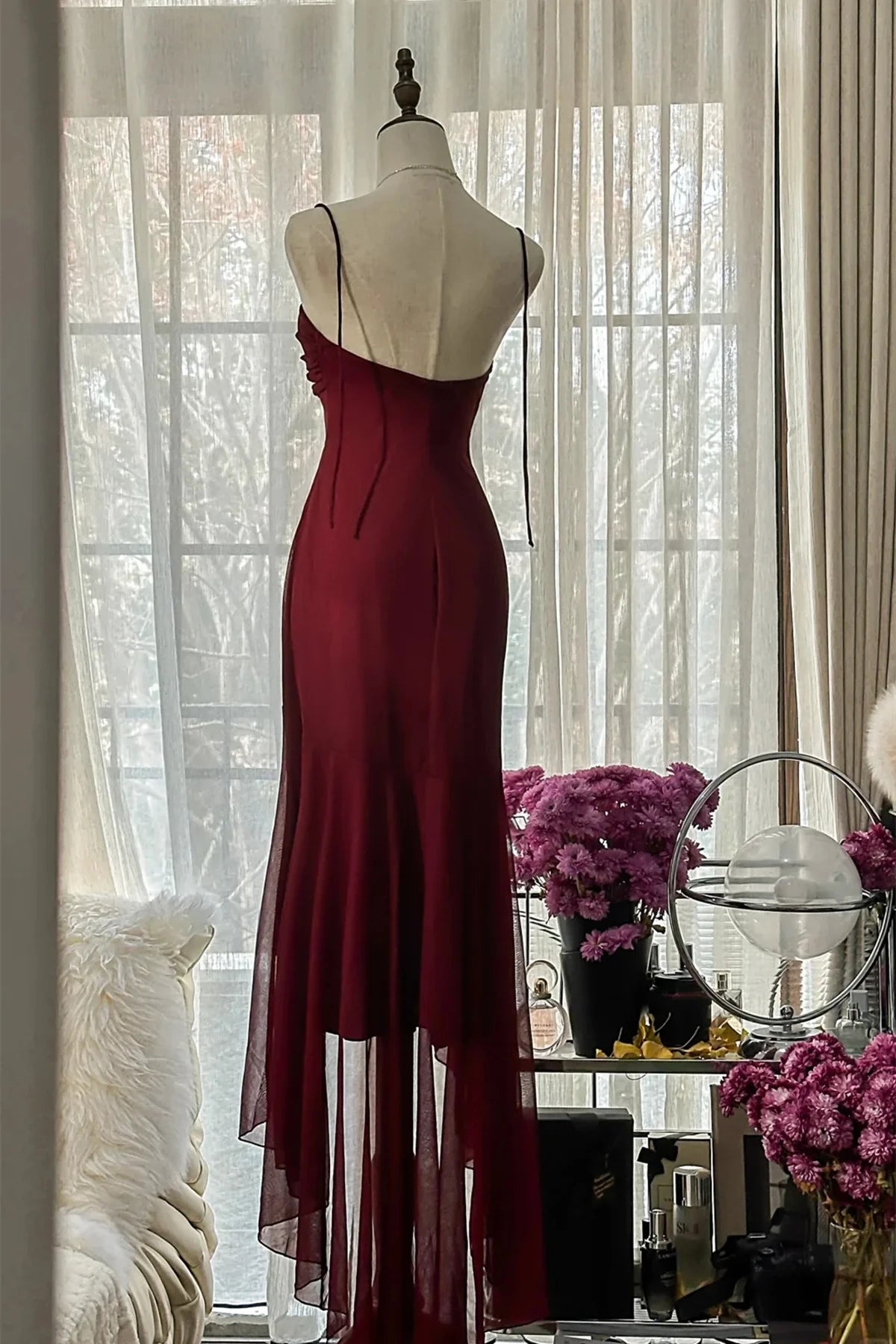 Sophisticated Satin Mermaid Sweetheart Strapless Open Back High-Low Evening Dresses