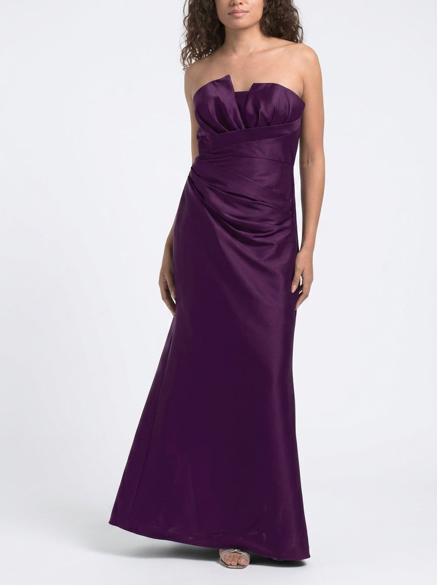 Sophisticated Satin Sheath Strapless Sleeveless Zipper Back Floor-Length Evening Dresses