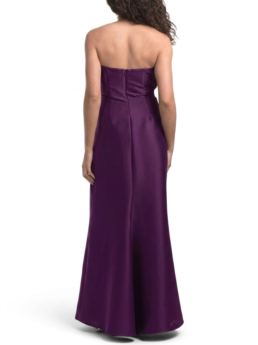 Sophisticated Satin Sheath Strapless Sleeveless Zipper Back Floor-Length Evening Dresses