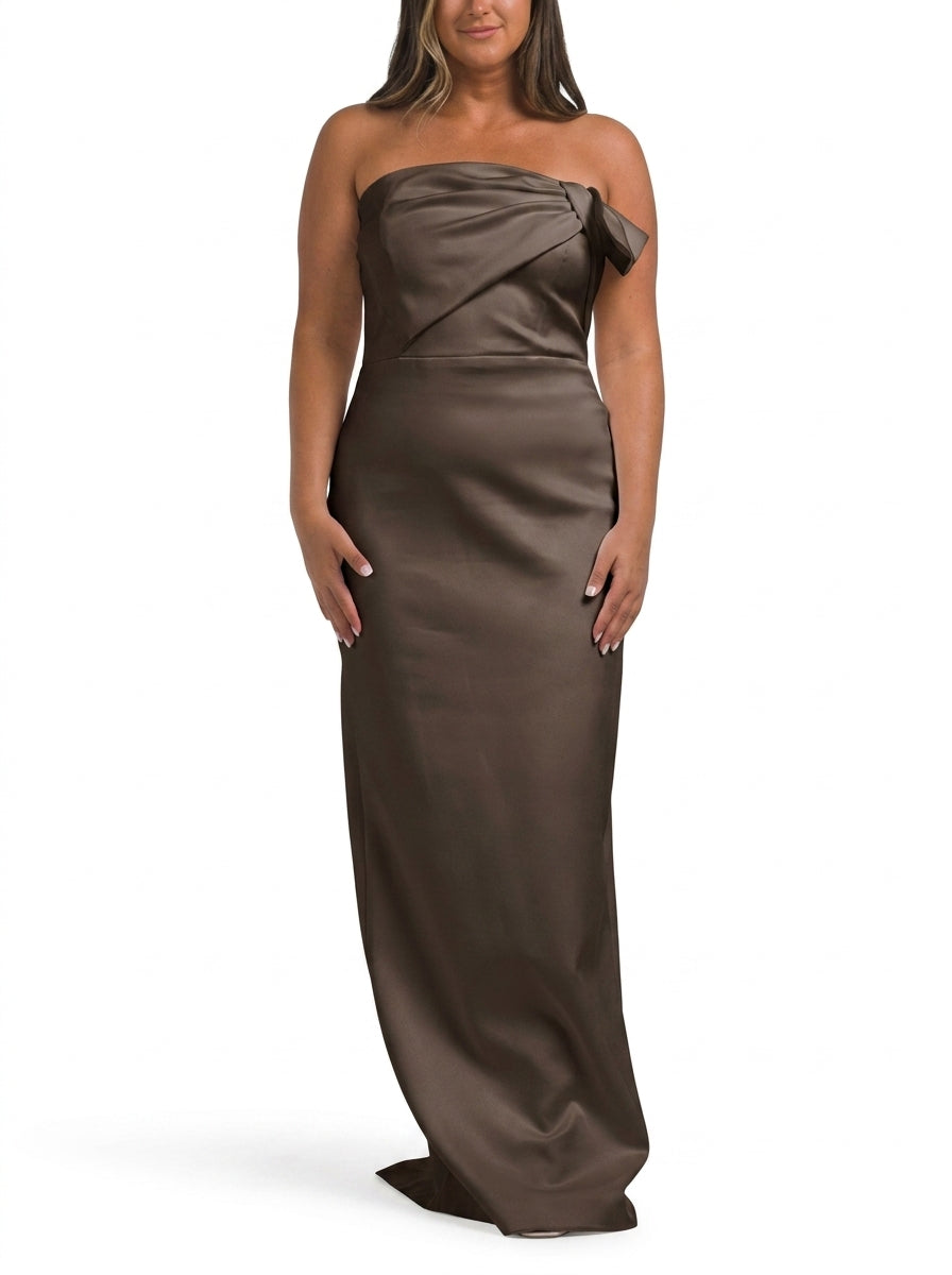 Sophisticated Satin Sheath Sweetheart Strapless Sleeveless Zipper Back Floor-Length Evening Dresses