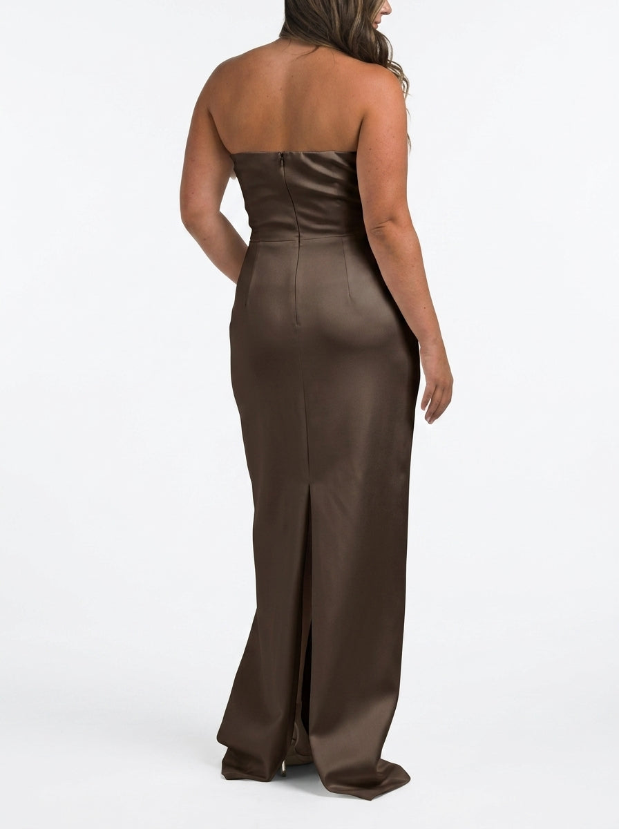 Sophisticated Satin Sheath Sweetheart Strapless Sleeveless Zipper Back Floor-Length Evening Dresses