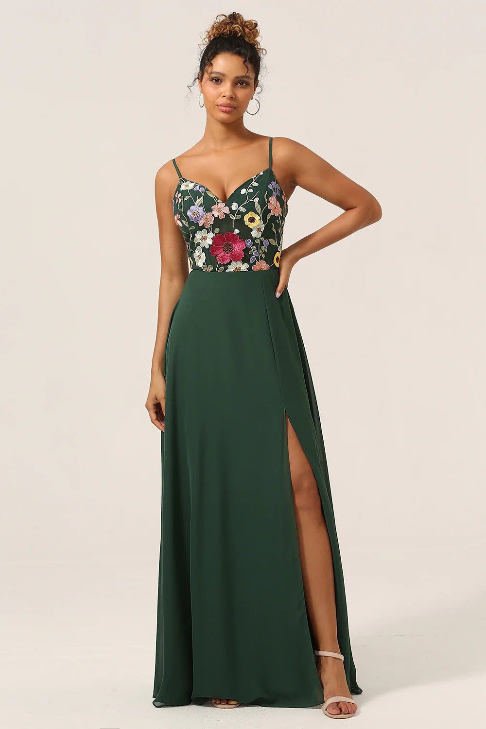 Spaghetti Strap Corset Dress with Lace-Up Back & High Slit