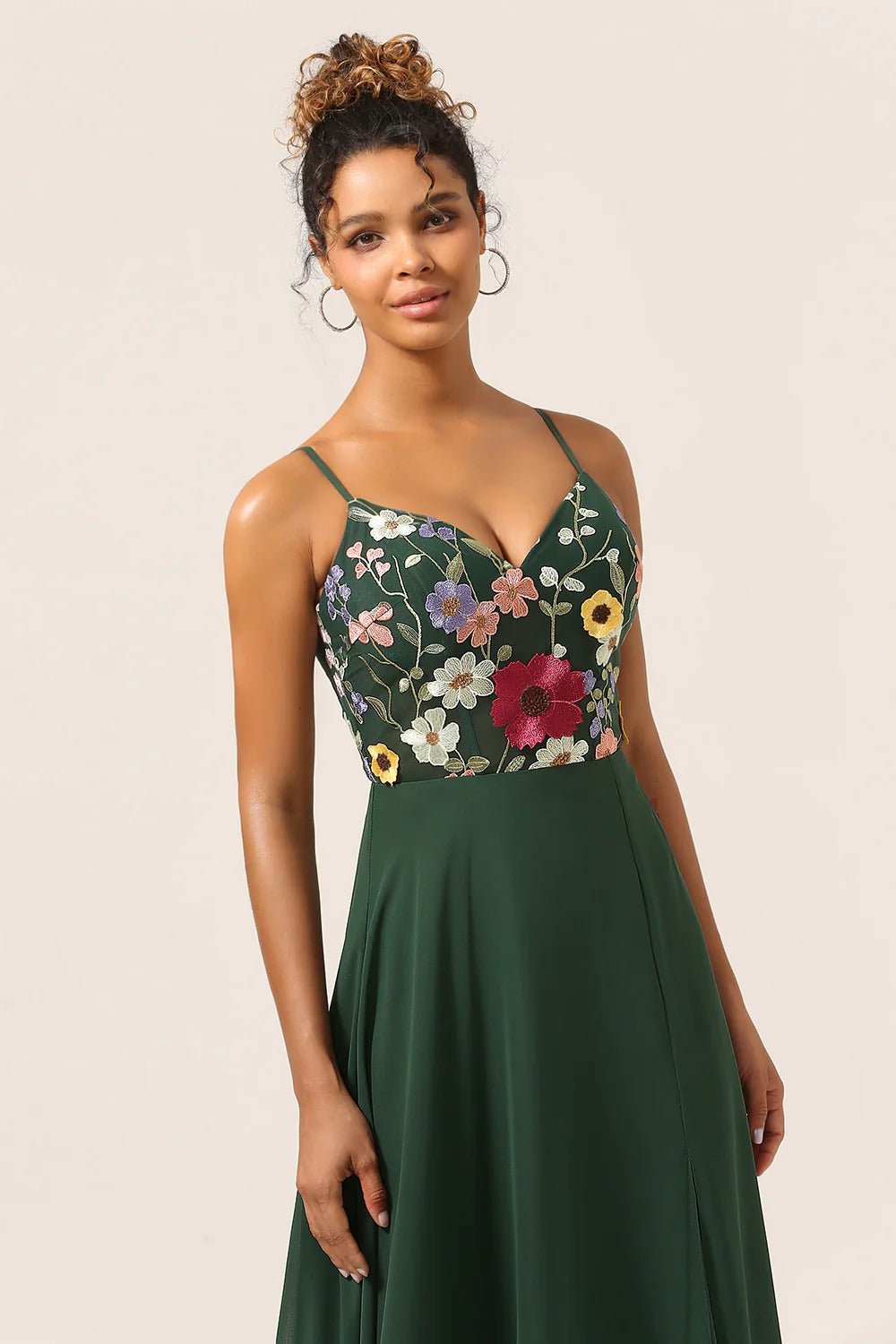 Spaghetti Strap Corset Dress with Lace-Up Back & High Slit