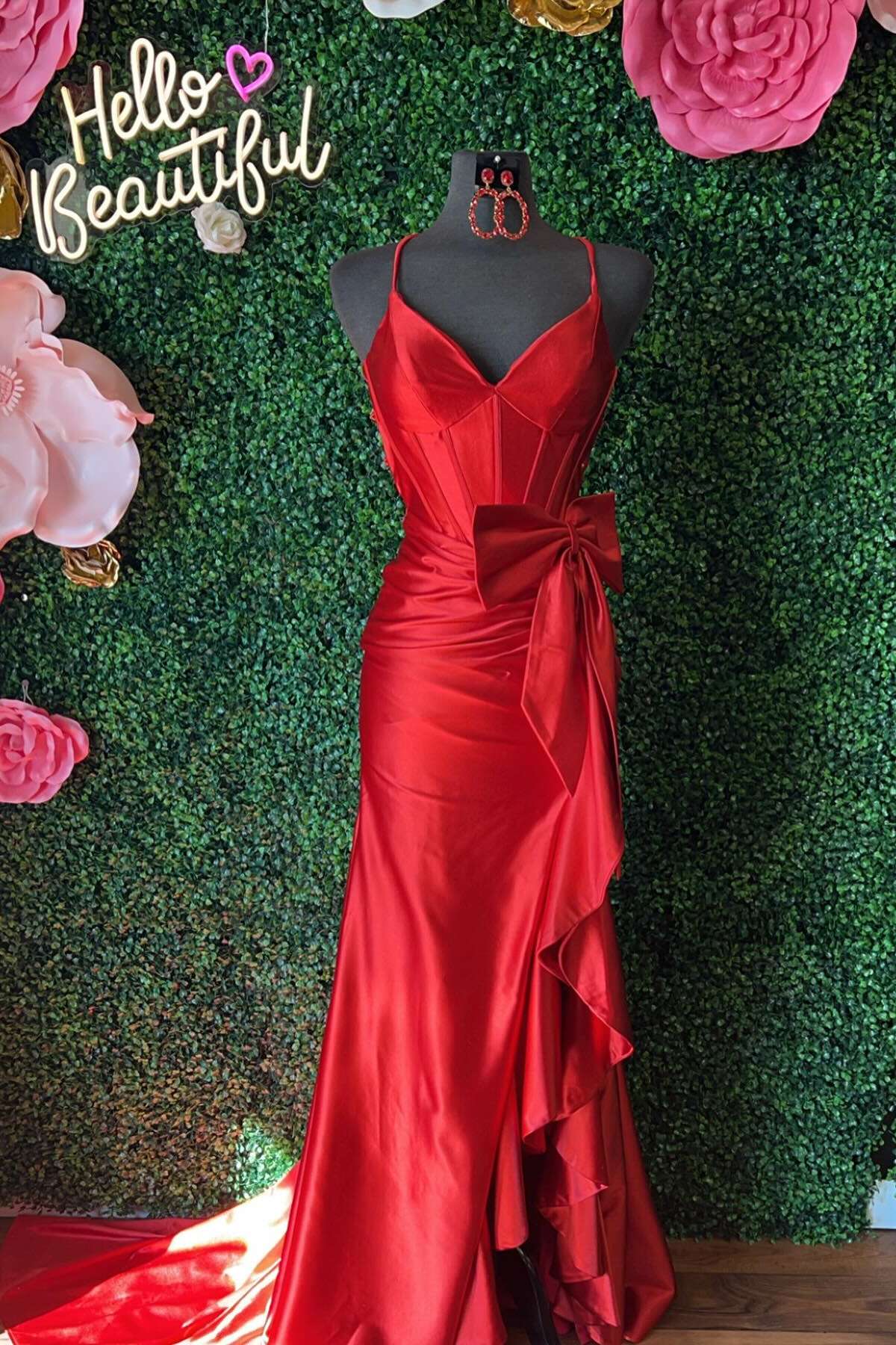 Sky Blue Satin A-Line High-Low Sweetheart Evening Dress