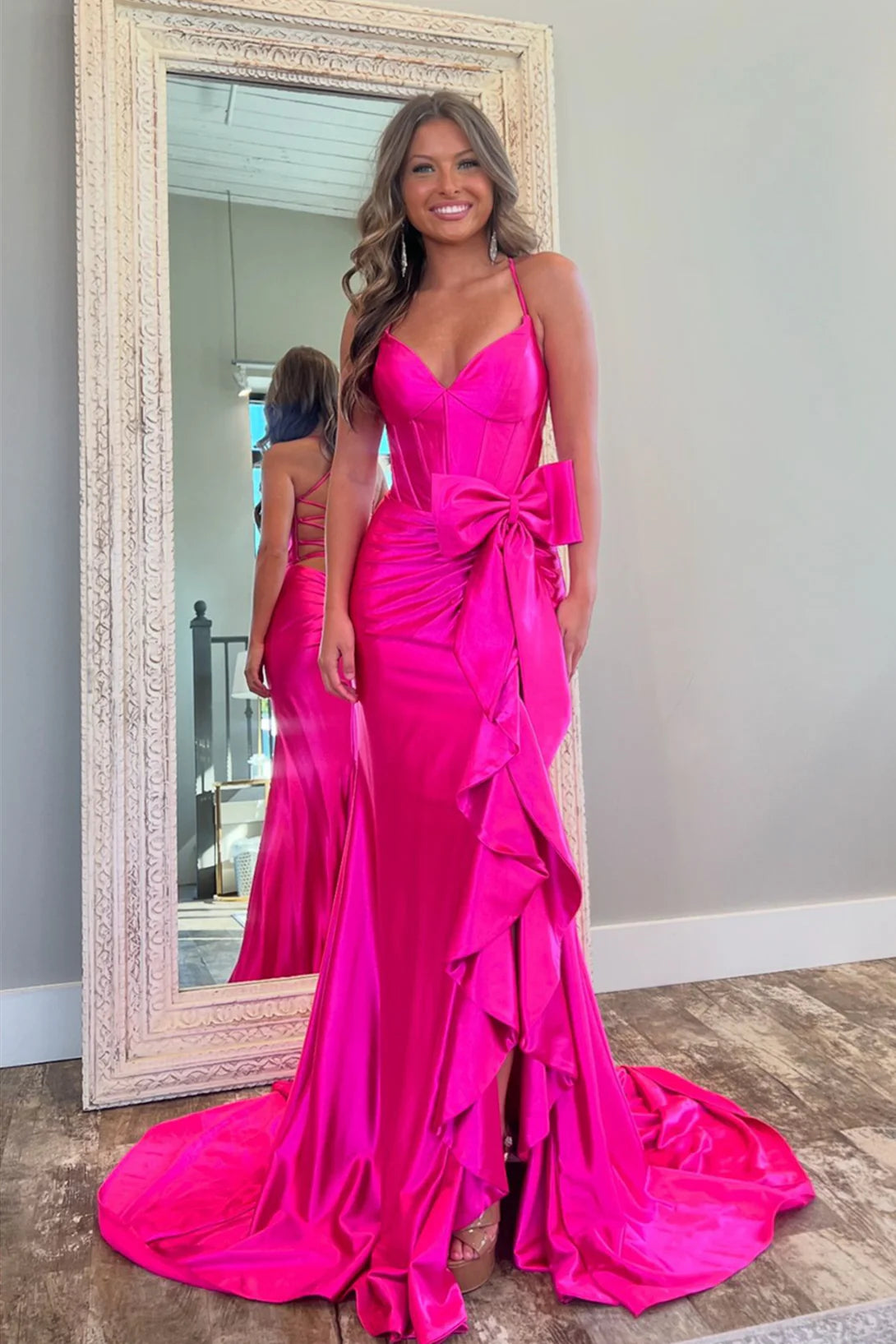 Sky Blue Satin A-Line High-Low Sweetheart Evening Dress