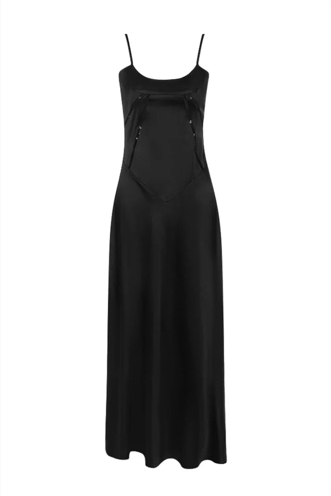 Elegant Prom Dress with Square Neckline, Lace-Up Back and Flowing Satin Skirt
