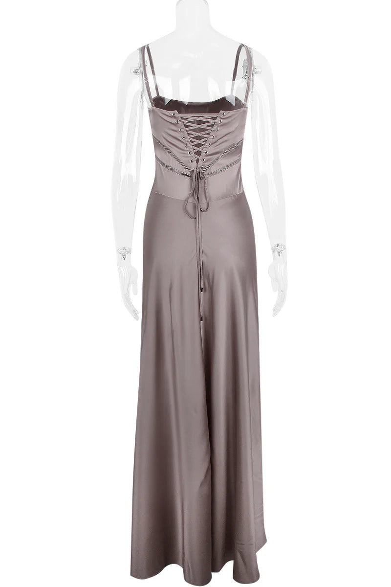 Lavender Satin Sheath/column Floor-Length Bridesmaid Dress
