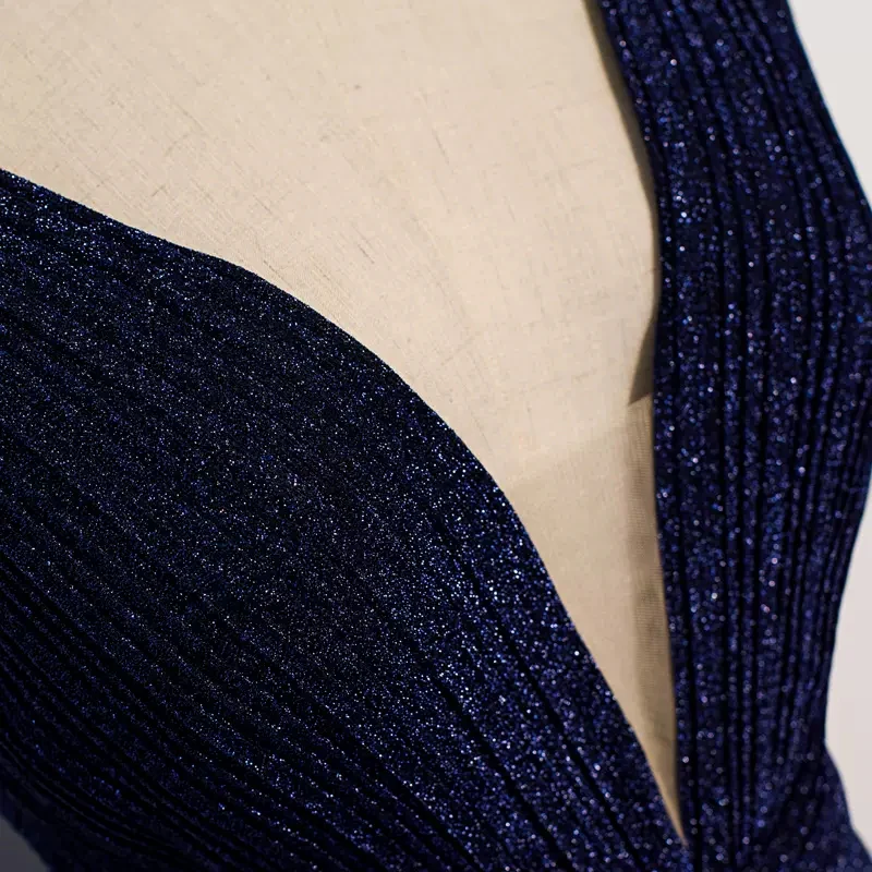 Sparkling A Line Glitter Gown Deep V Neck Sleeveless Open Back Floor Length Evening Dresses