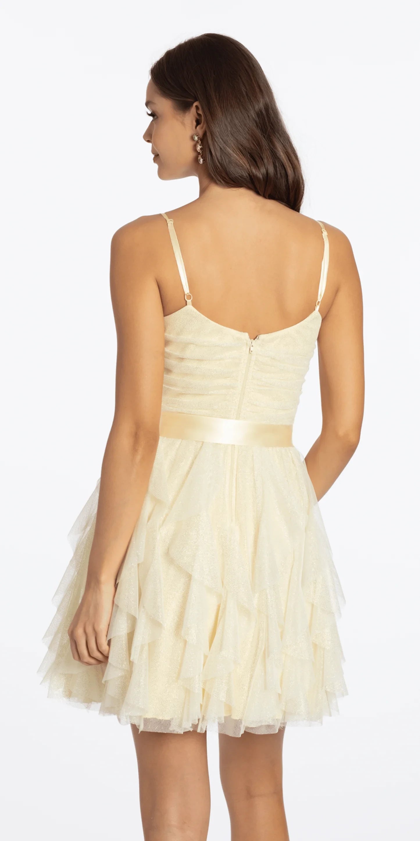 Sparkling Tulle A-Line Sweetheart Adjustable Strap Zipper Back Ruffled Short Homecoming Dresses