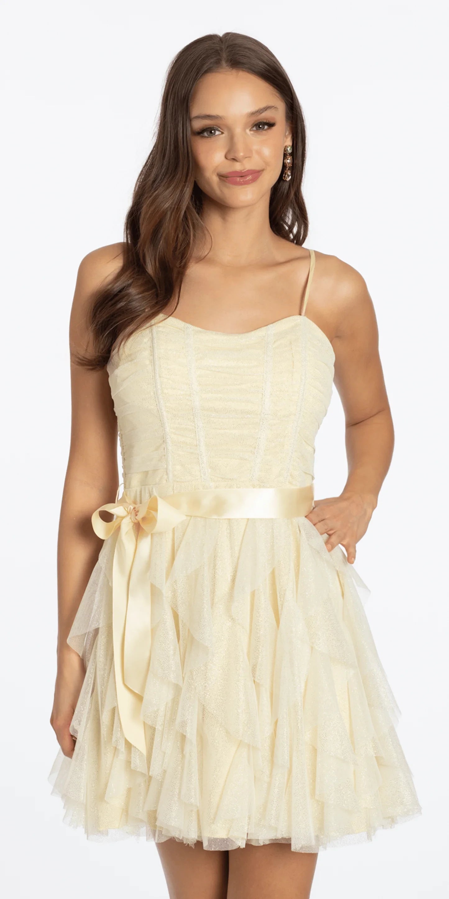 Sparkling Tulle A-Line Sweetheart Adjustable Strap Zipper Back Ruffled Short Homecoming Dresses