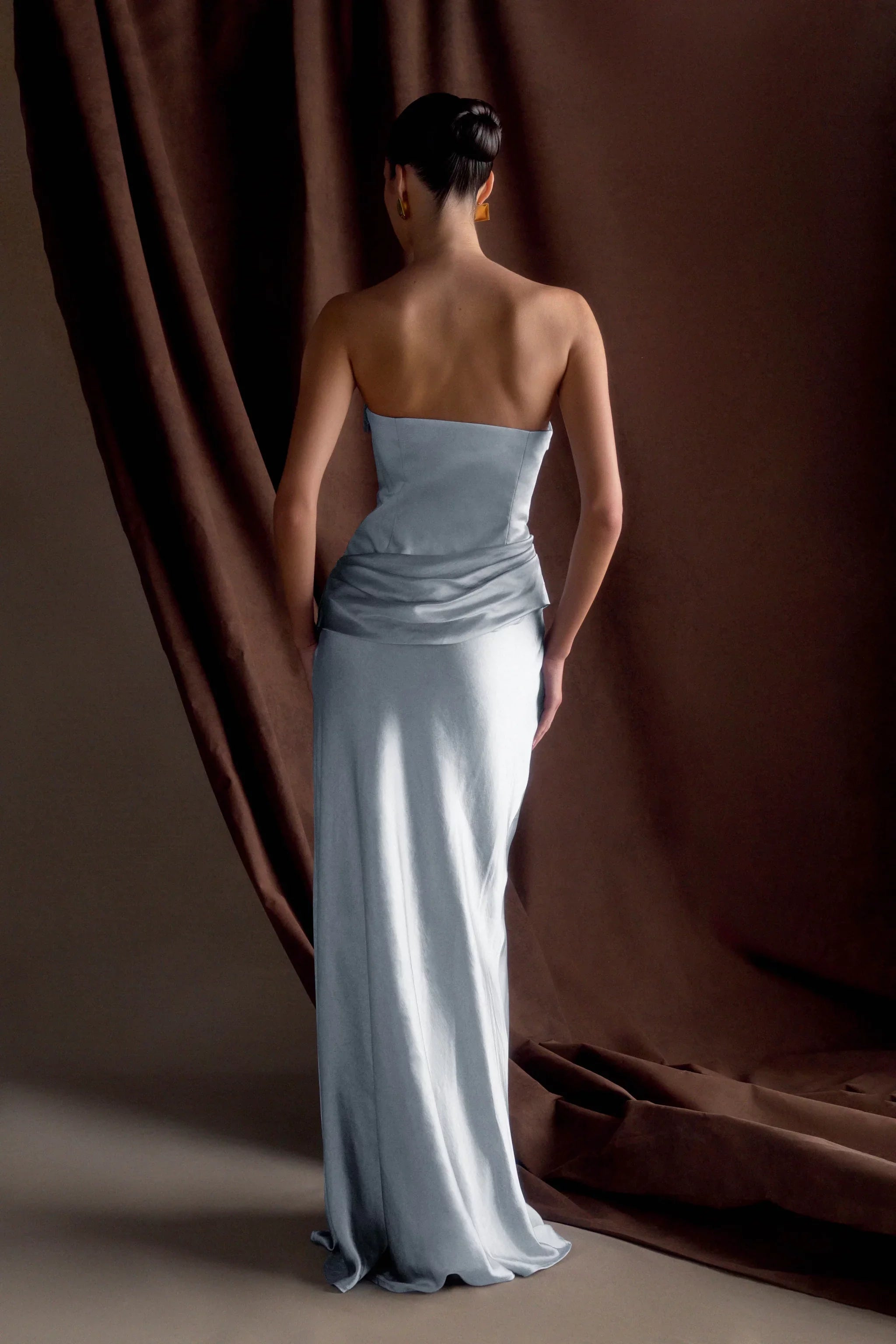 Statement-Making Off the Shoulder Neck Satin Sleeveless Strapless Ruched Mermaid Floor-Length Evening Dress