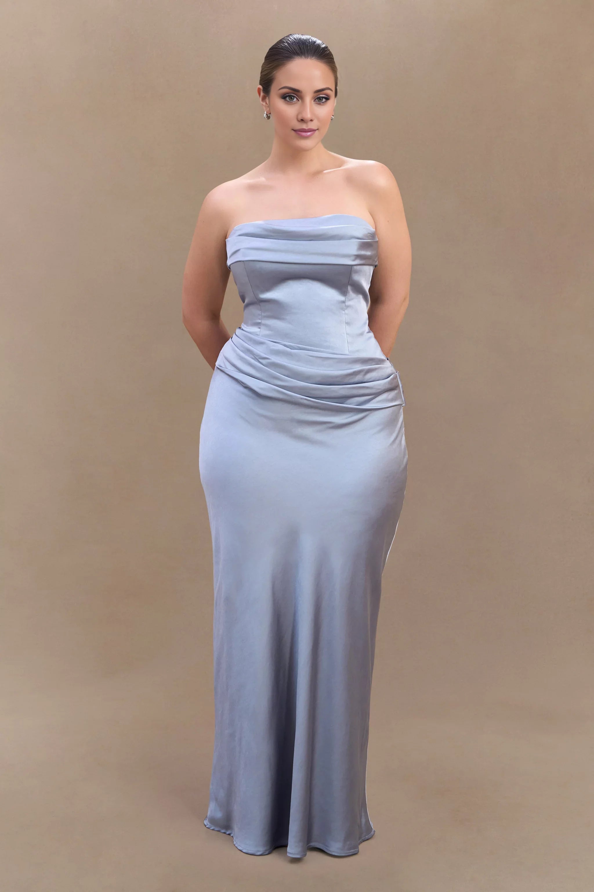 Statement-Making Off the Shoulder Neck Satin Sleeveless Strapless Ruched Mermaid Floor-Length Evening Dress