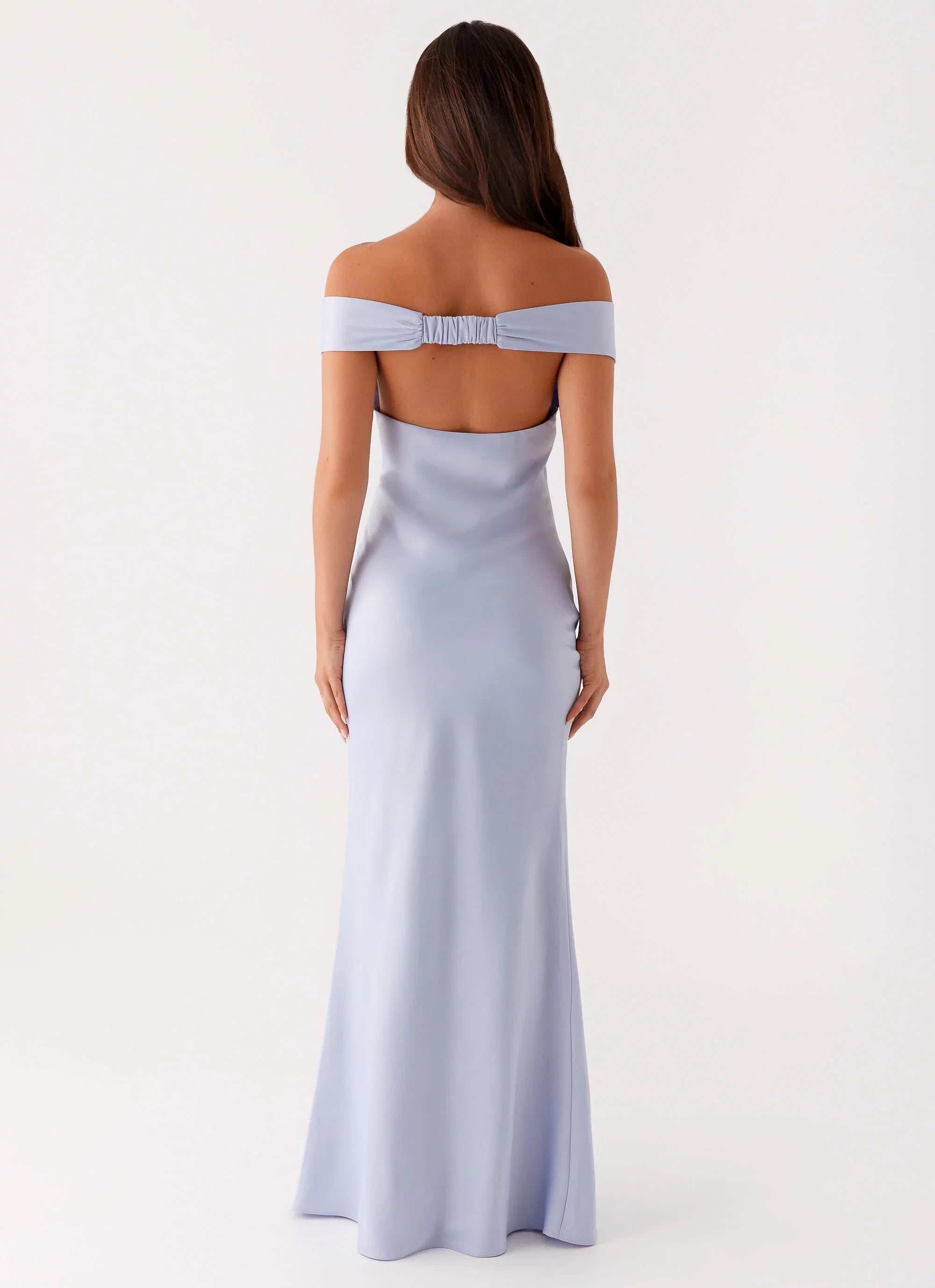 Statement-Making Sheath Off-Shoulder Neck Sleeveless Ruched Open-Back Floor-Length Prom Dress