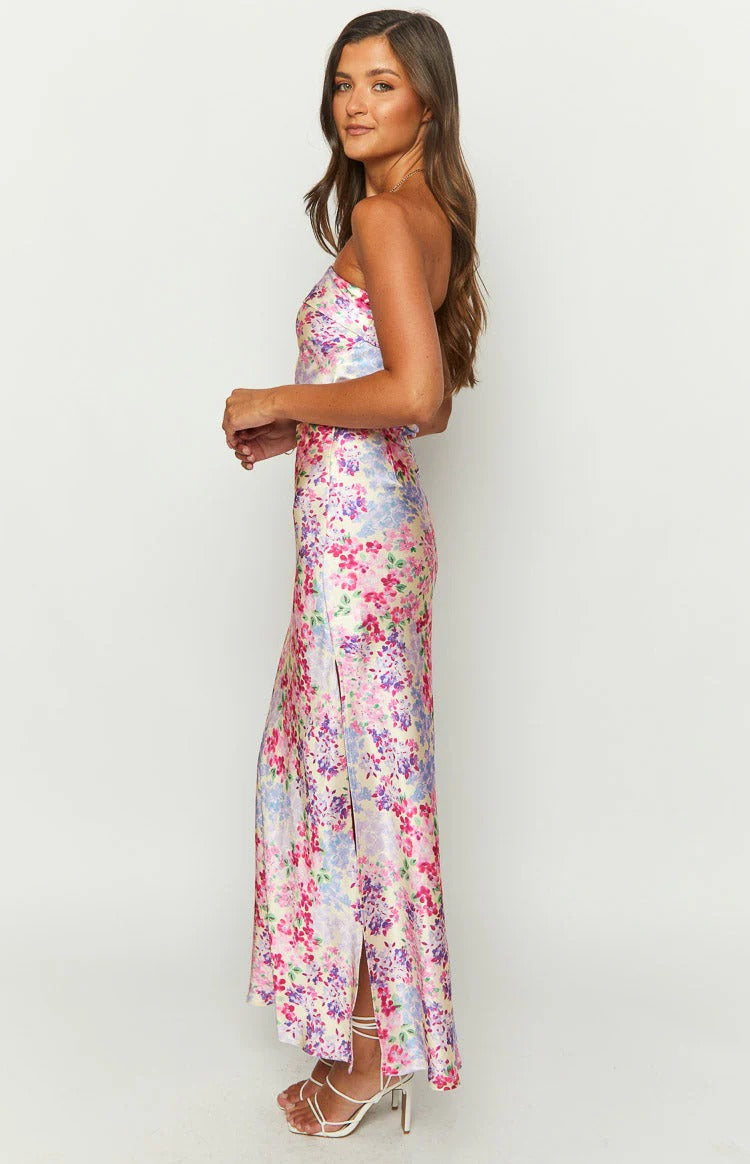 Strapless Crop Top & Open Back Mermaid Skirt with Side Slit