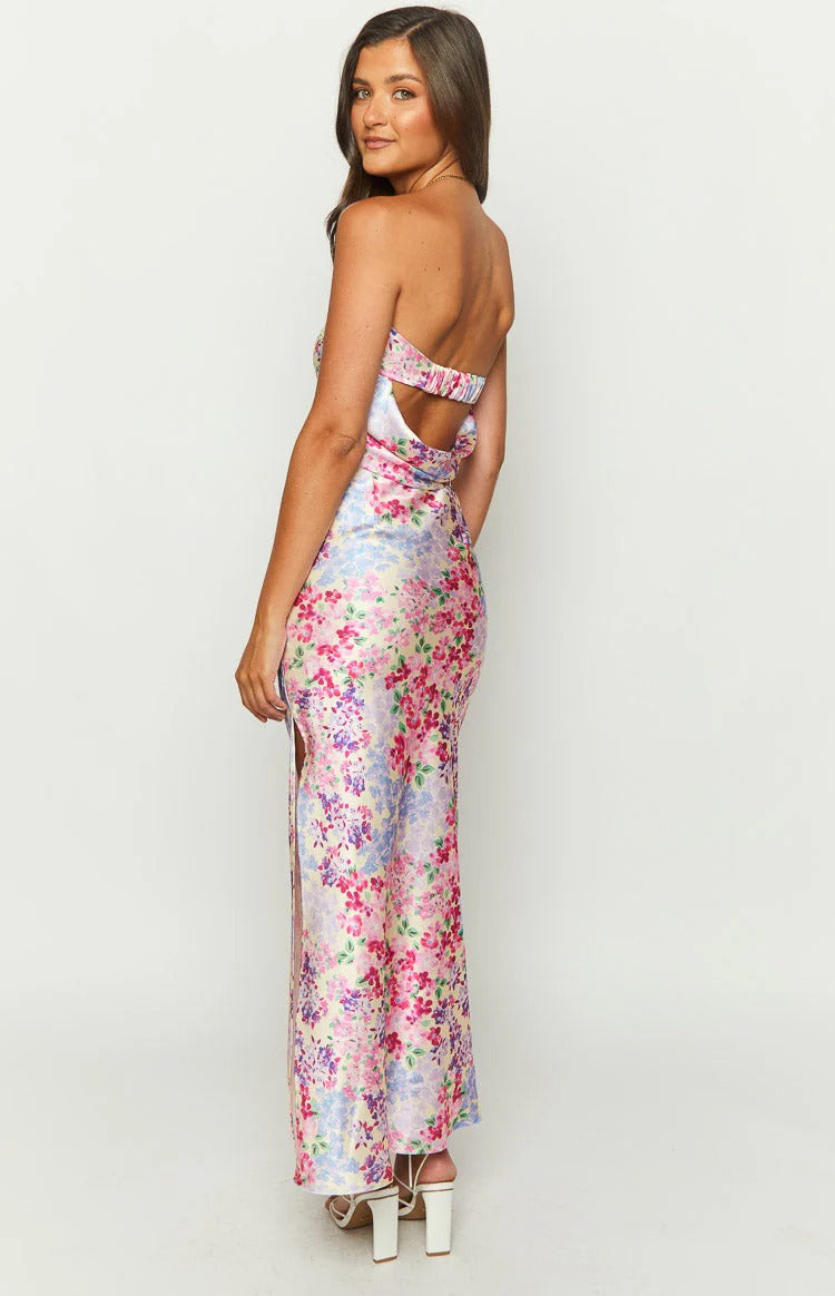 Strapless Crop Top & Open Back Mermaid Skirt with Side Slit