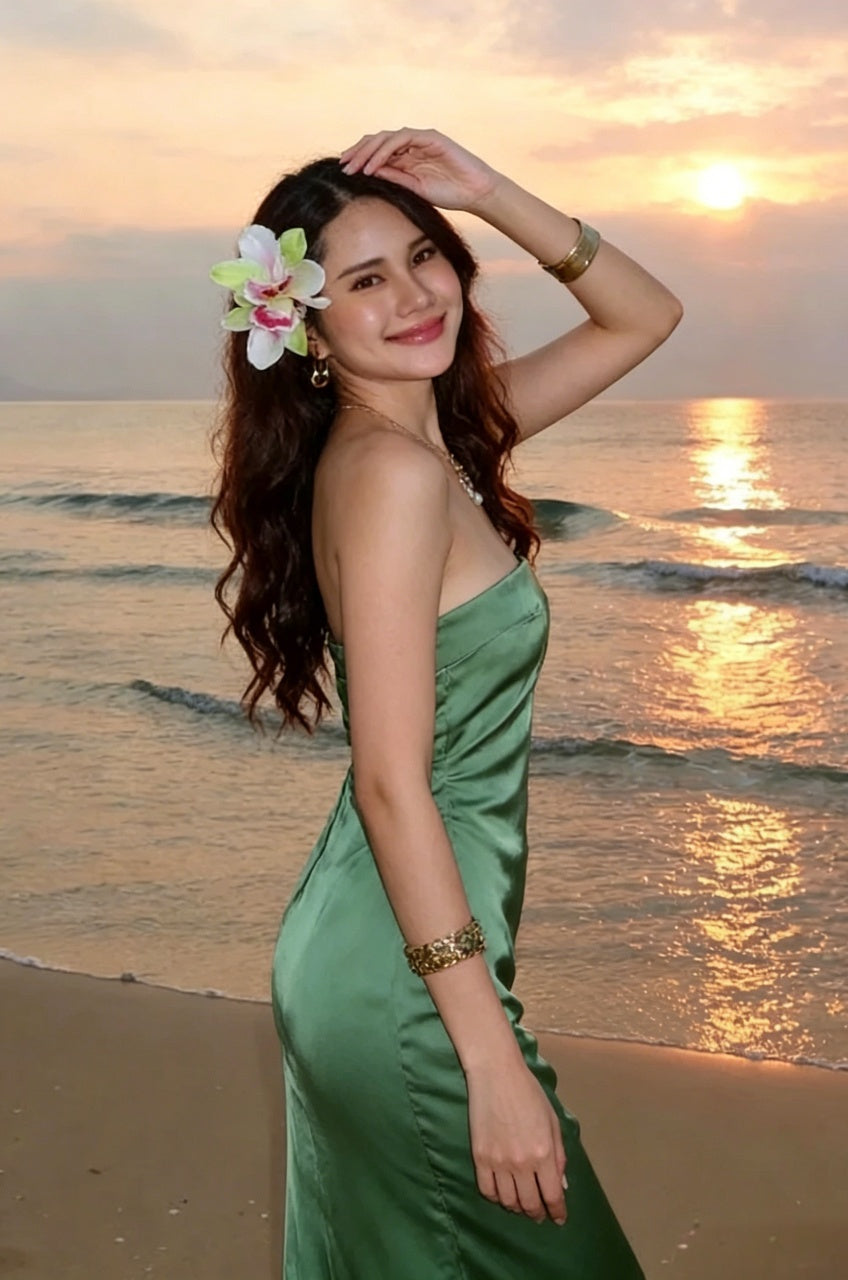 Strapless Ruched Backless Floor-Length Satin Mermaid Evening Dresses