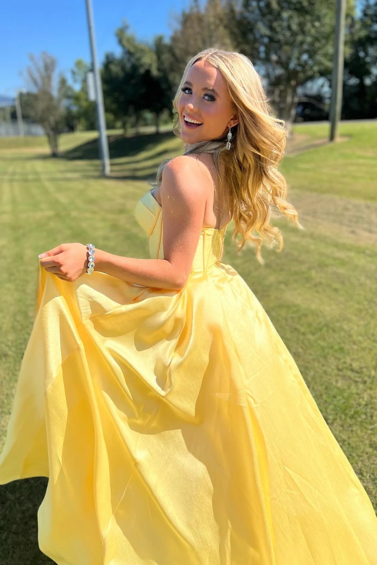Emerald Satin A-Line Floor-Length Sweetheart Evening Dress for Prom, Bridesmaid & Formal Events