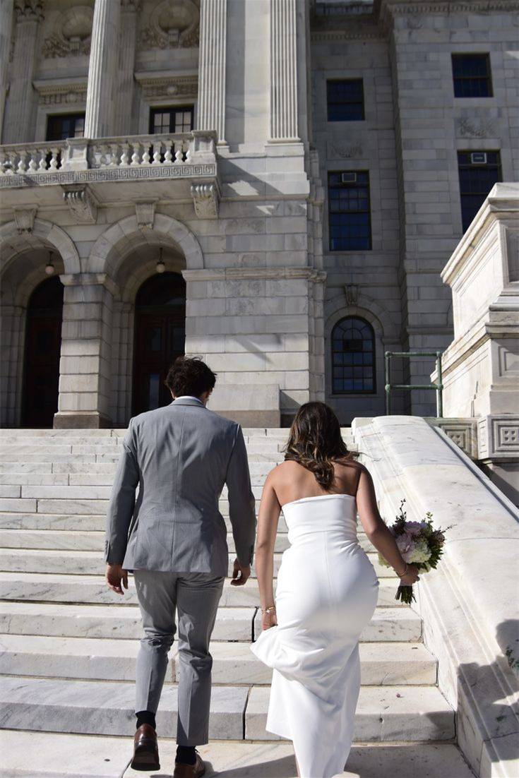 Strapless Satin Prom Dress with High Slit and Open Back