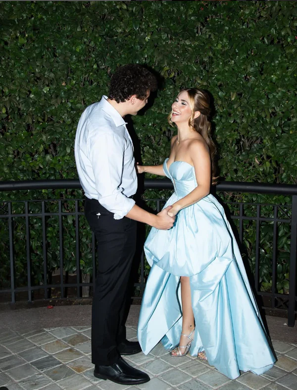 Strapless Satin Sweetheart Corset High-Low Ball Gown Evening Dress