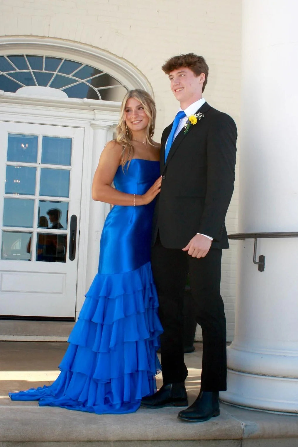 Sky Blue Satin Chiffon Mermaid Floor-Length Bridesmaid Dress