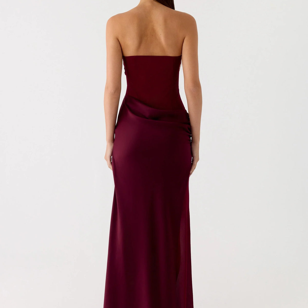 Streamlined Off the Shoulder Neck Strapless Ruched Satin Mermaid Floor ...