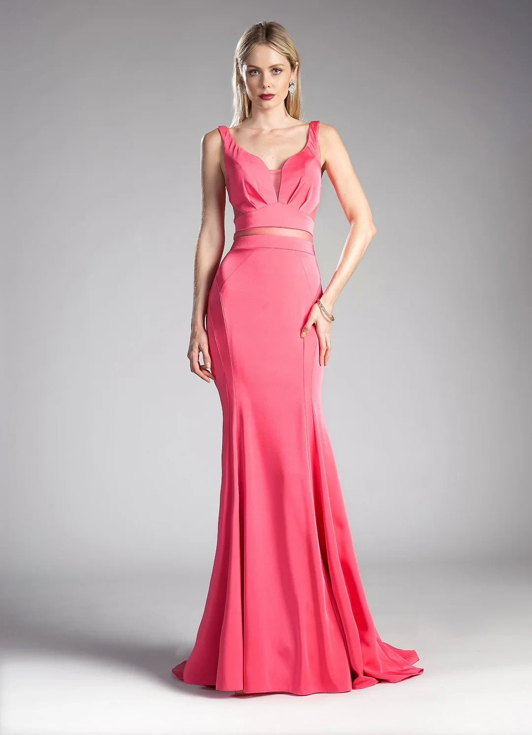 Striking Satin Mermaid V-Neck Sleeveless Open Back Ruffled Floor-Length Evening Dresses