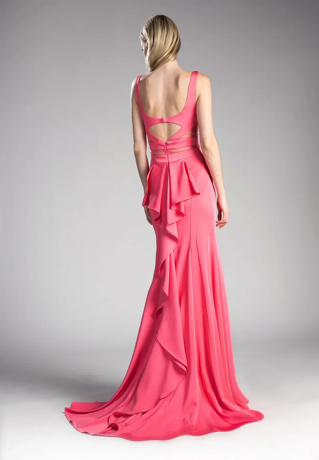 Striking Satin Mermaid V-Neck Sleeveless Open Back Ruffled Floor-Length Evening Dresses