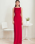 Red Crepe Sheath/column Floor-Length Evening Dress