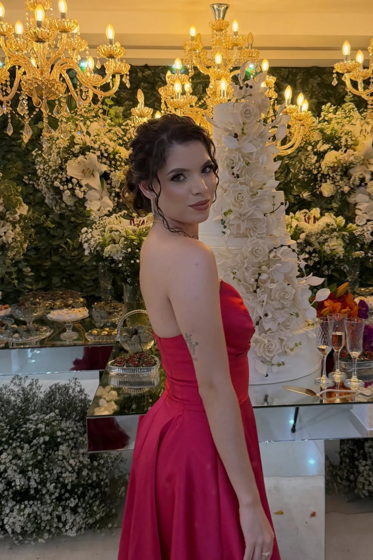 Pink Satin A-Line Floor-Length Bridesmaid Dress with Draped Bodice