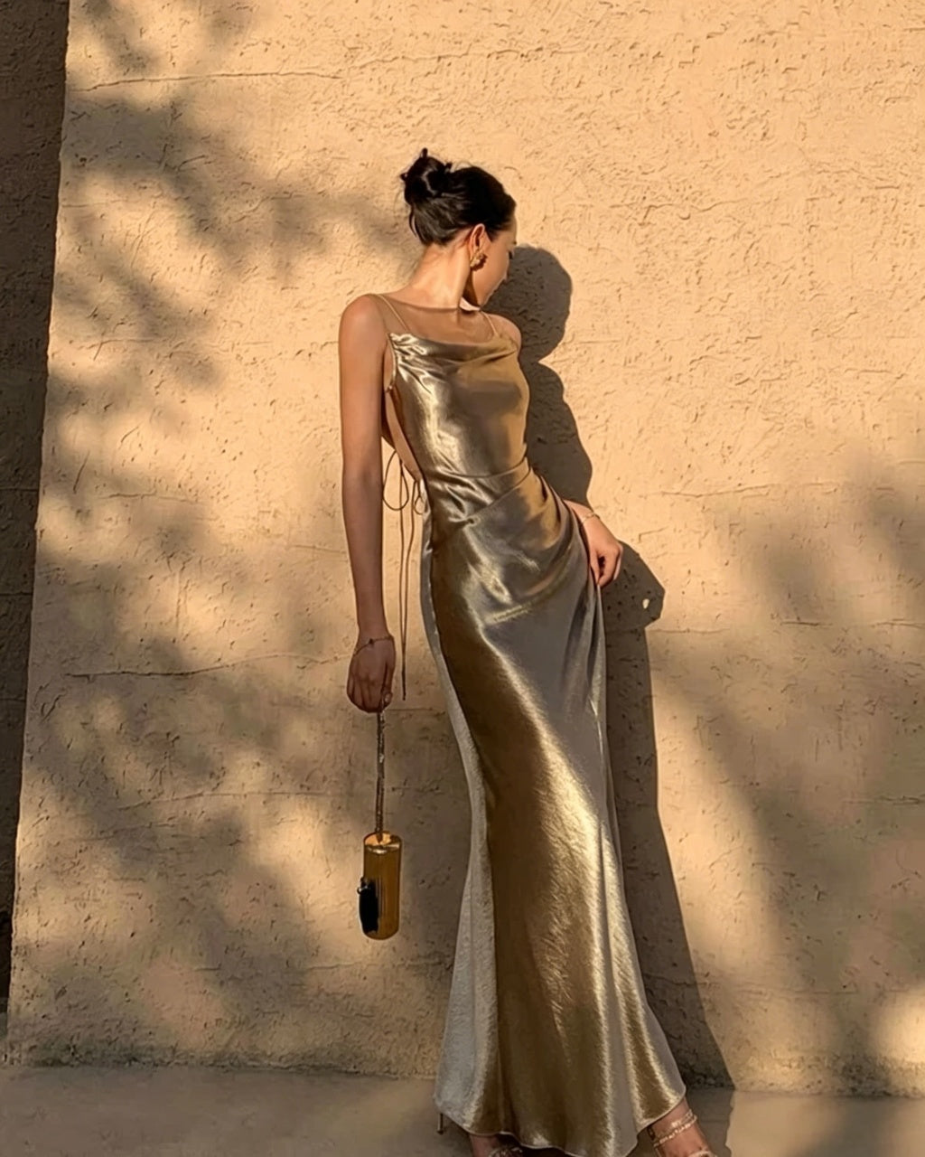 Stunning Mermaid Cowl Neck Sleeveless Lace Up Open Back Floor Length Evening Dress