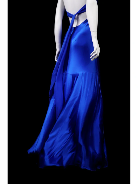 Stunning Mermaid Halter Neck Open Back Floor Length Satin Evening Dress