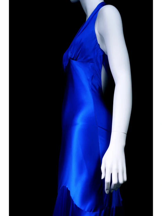 Stunning Mermaid Halter Neck Open Back Floor Length Satin Evening Dress