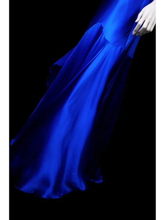 Stunning Mermaid Halter Neck Open Back Floor Length Satin Evening Dress
