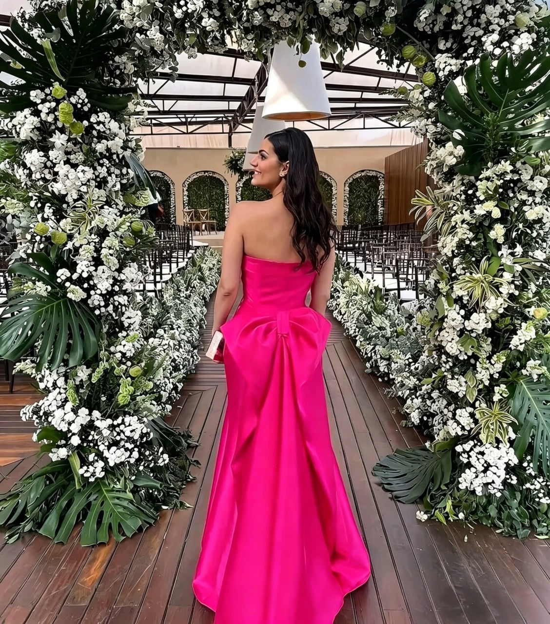 Stunning Mermaid Strapless Sleeveless Big Bow Back Floor Length Evening Dress