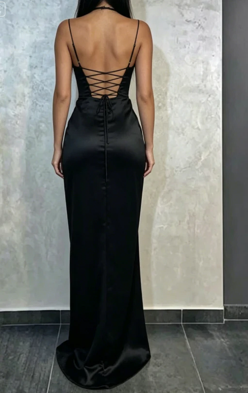 Stunning Mermaid Sweetheart Spaghetti Strap Lace-Up Back High Slit Floor Length Satin Evening Dress