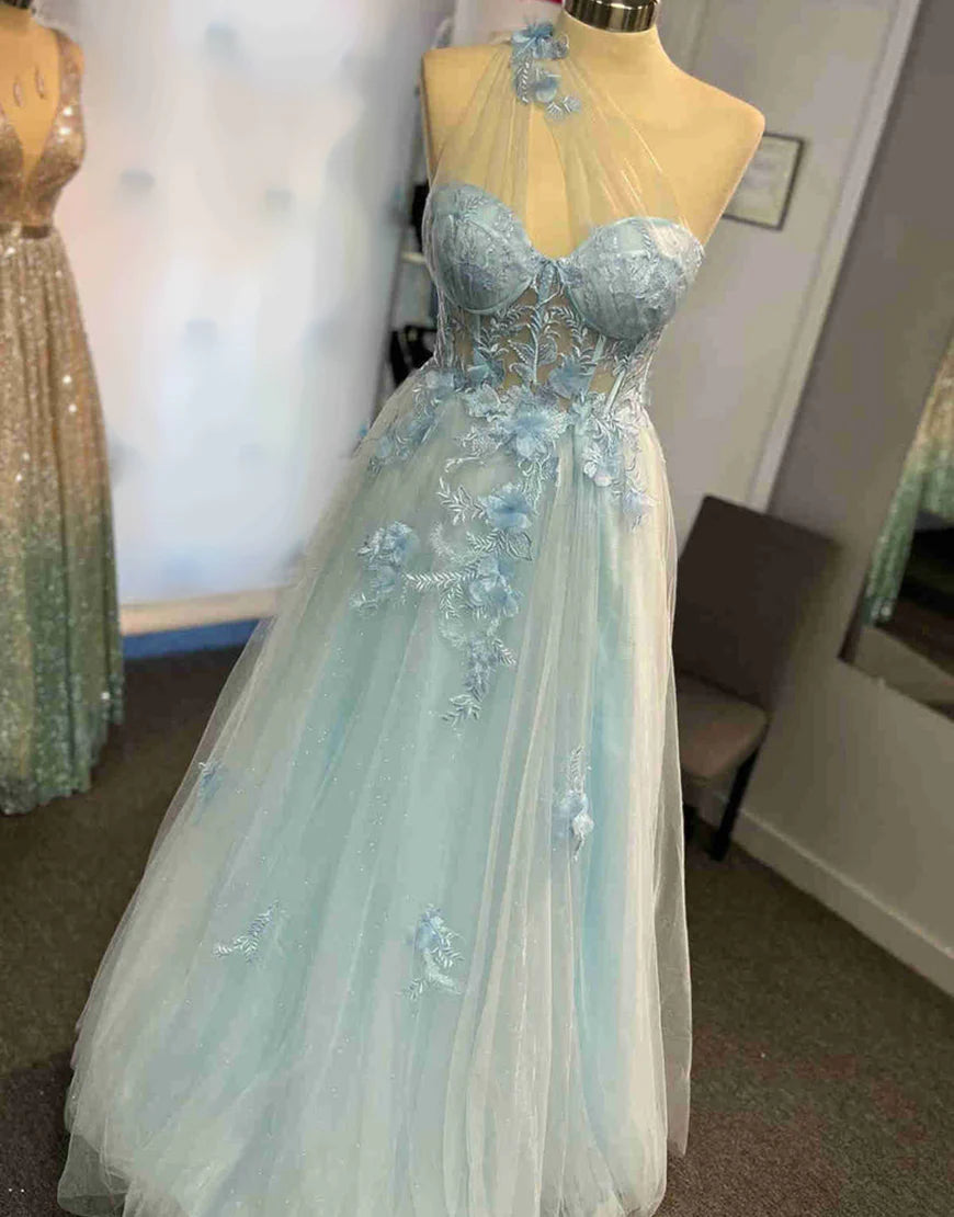 A-Line Prom Dresses Color Block Dress Formal Wedding Guest Sweep / Brush Train Sleeveless One Shoulder Tulle Backless with Pleats Appliques