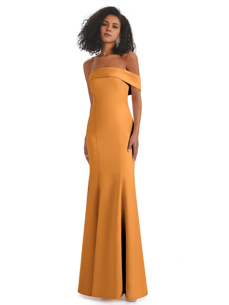Vestidos de dama de honor de sirena con abertura lateral, sin mangas, de satén suave y sexy, únicos, de un solo hombro