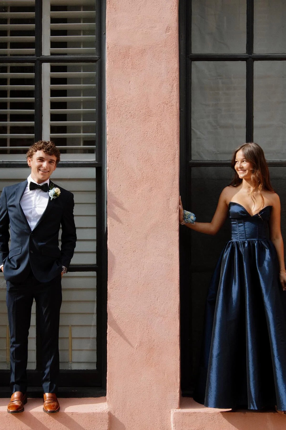 Dark Navy Sweetheart A-Line Satin Floor-Length Dress