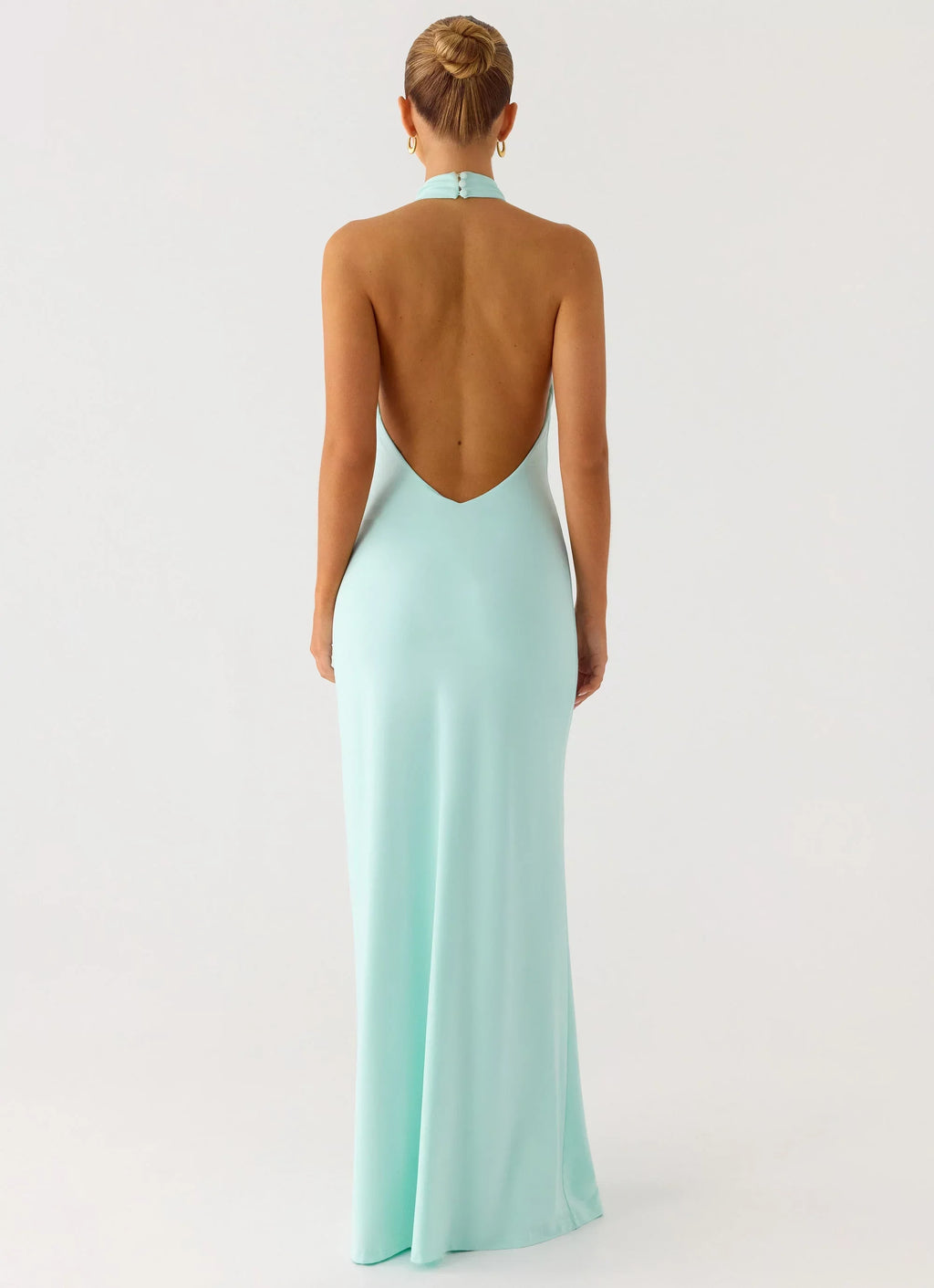 Mint Green Crepe Halter Neckline Sheath/column Floor-Length Evening Dress