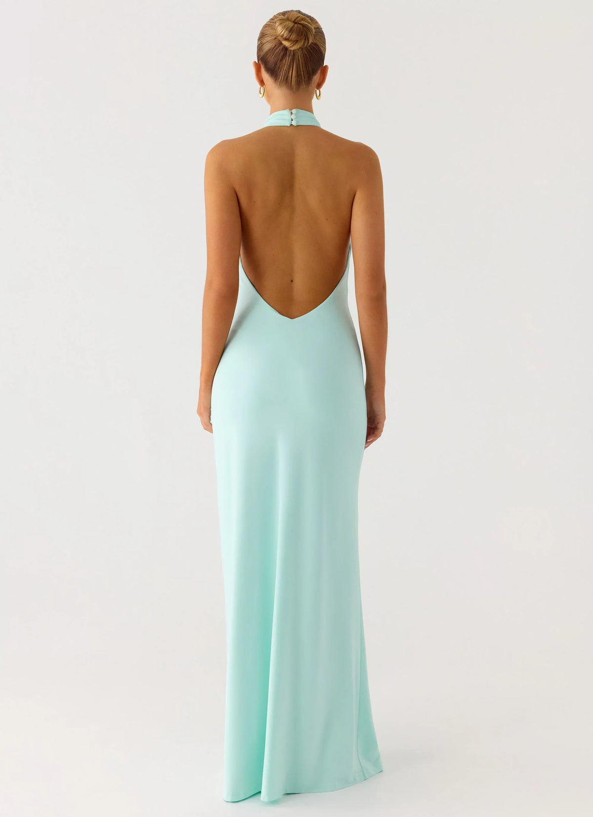 Mint Green Crepe Halter Neckline Sheath/column Floor-Length Evening Dress