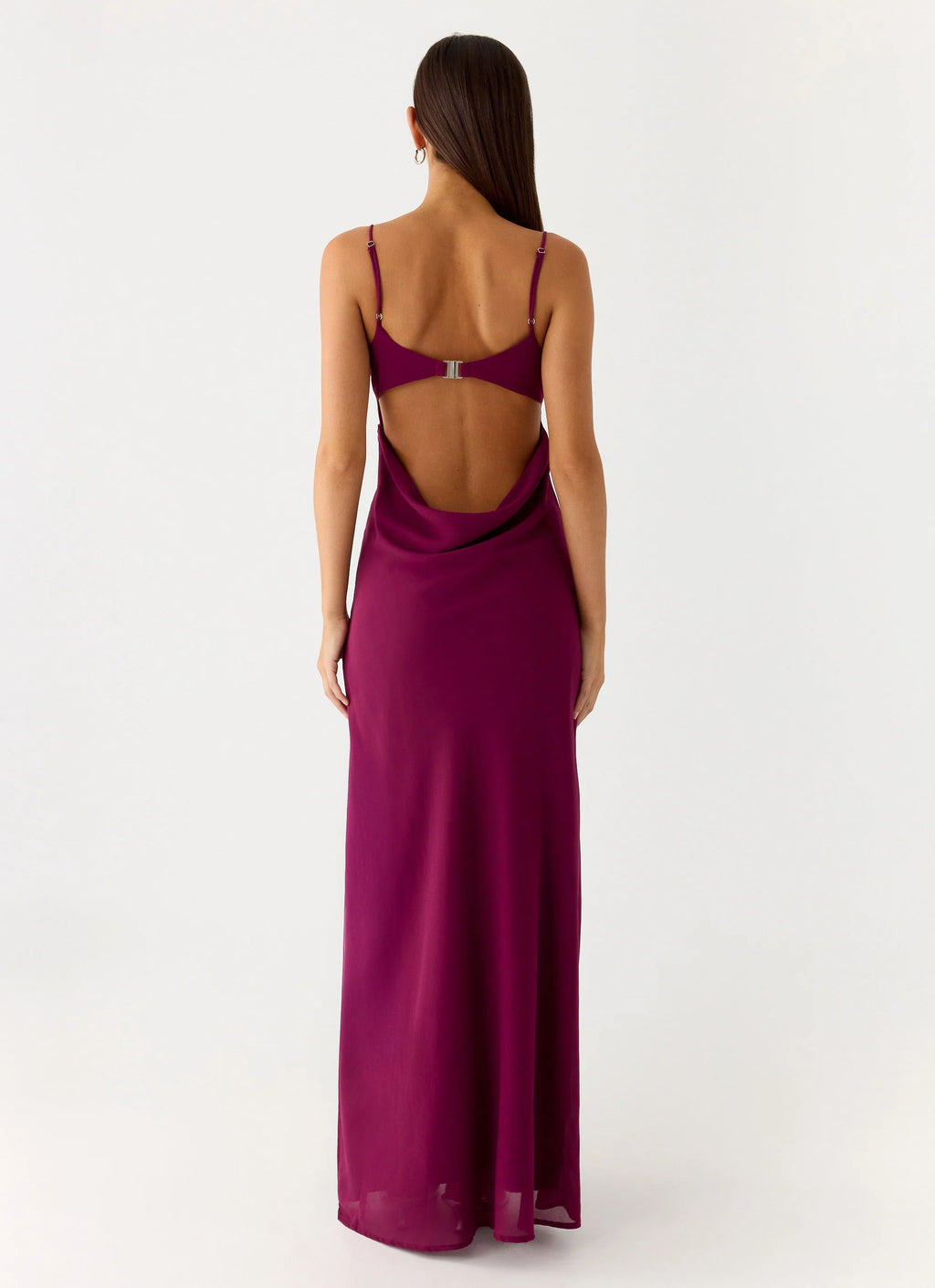 Burgundy Cowl Neck Floor-Length A-Line Bridesmaid Dress