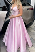 Vestido Jimiss rosa de talle alto con escote en V y corte A