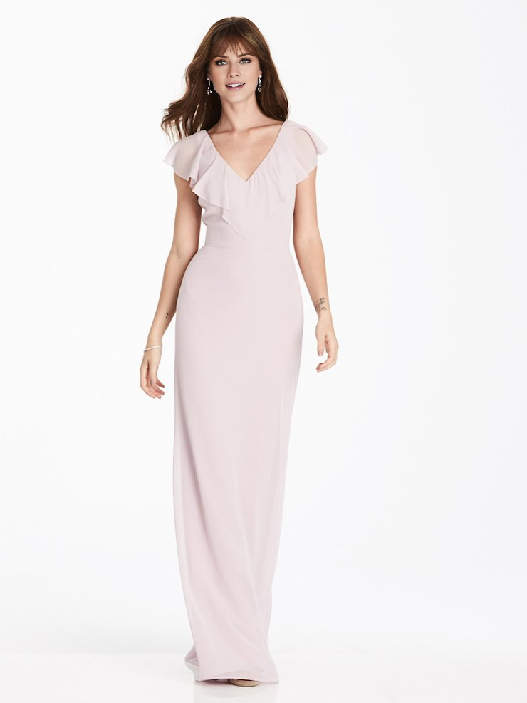 Blushing Pink Chiffon A-Line V-Neck Floor-Length Bridesmaid Dress with Flutter Sleeves