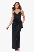 Vestido para madre de la novia largo hasta el suelo, con escote en V, sin mangas, tirantes finos, detalles de pliegues en la espalda al descubierto 