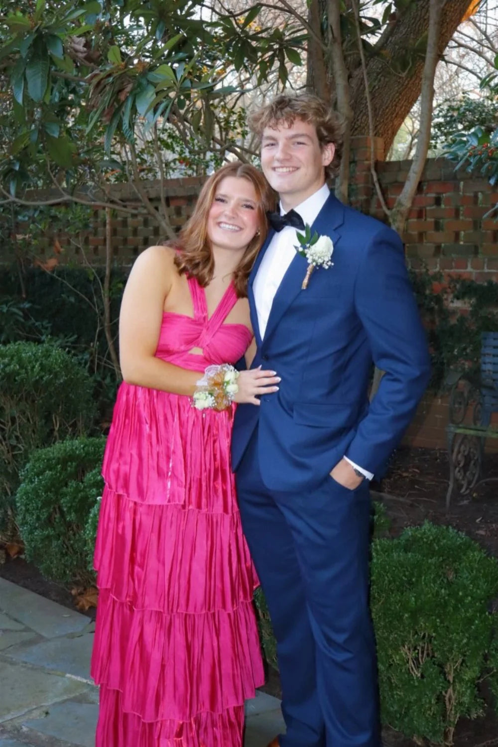 Pink Satin Tea-Length Evening Dress with Halter neckline & Open Back