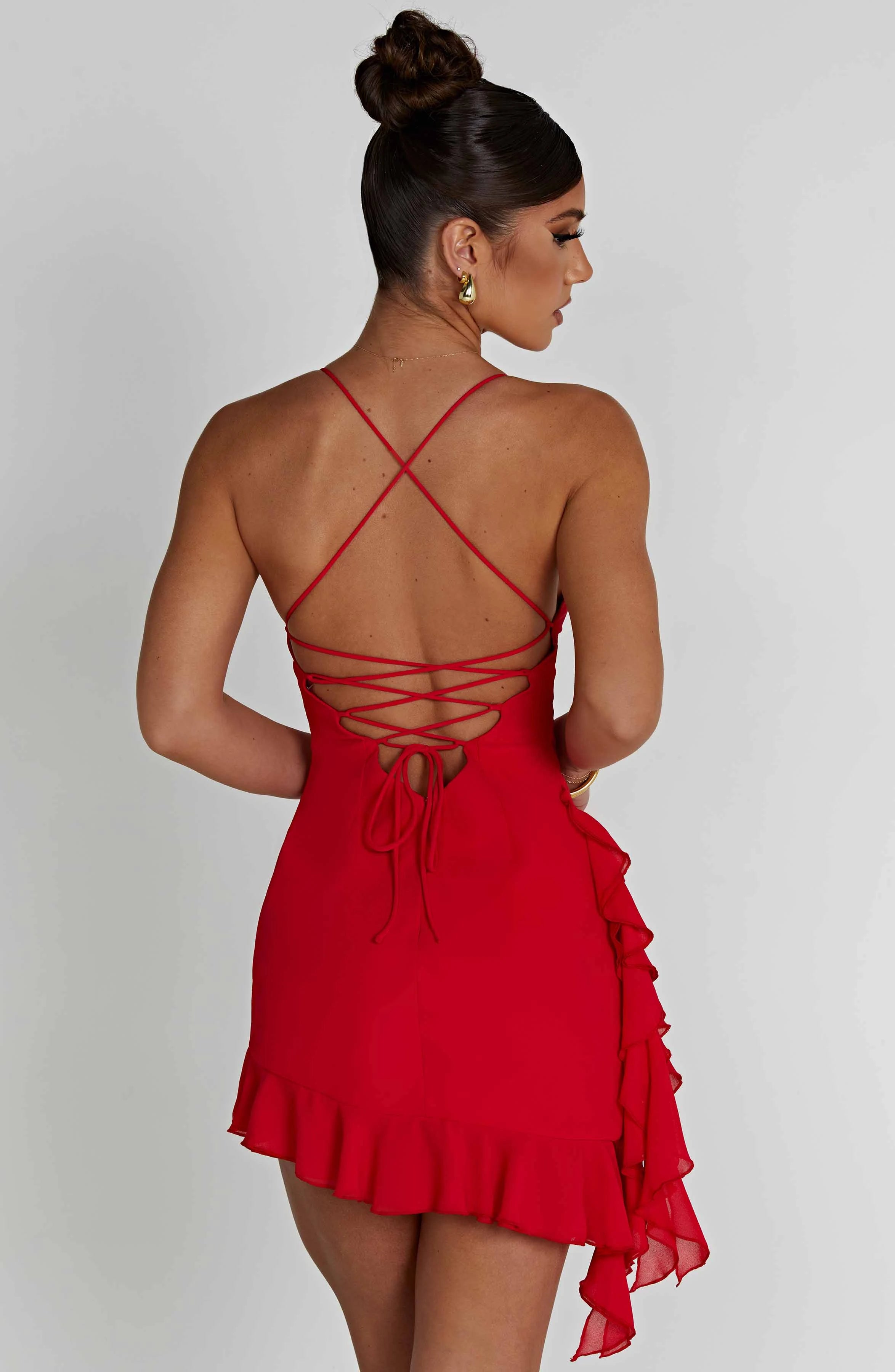 Vibrant Chiffon A-Line Deep V-Neck Sleeveless Lace-Up Back Mini Homecoming Dresses